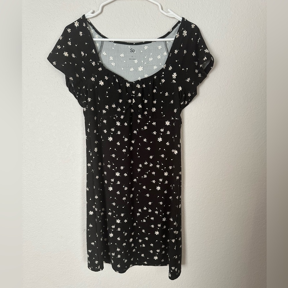 SO black dress with white flowers